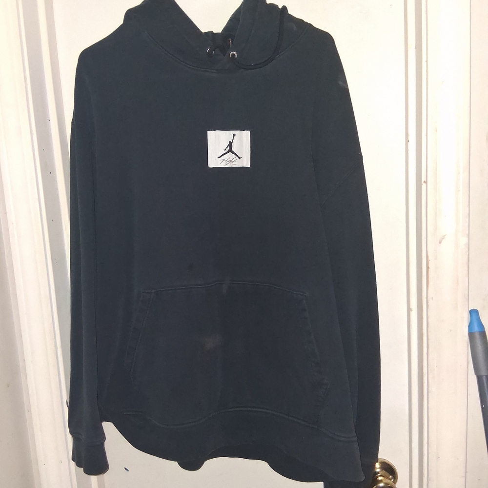 Jordan Men's Black Crewneck Hoodie with White Jumpman Patch